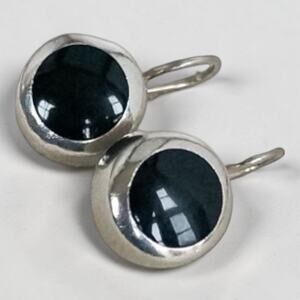Vintage Silpada Sterling Silver Black Onyx Dangle Earrings W0541 Hook Closure